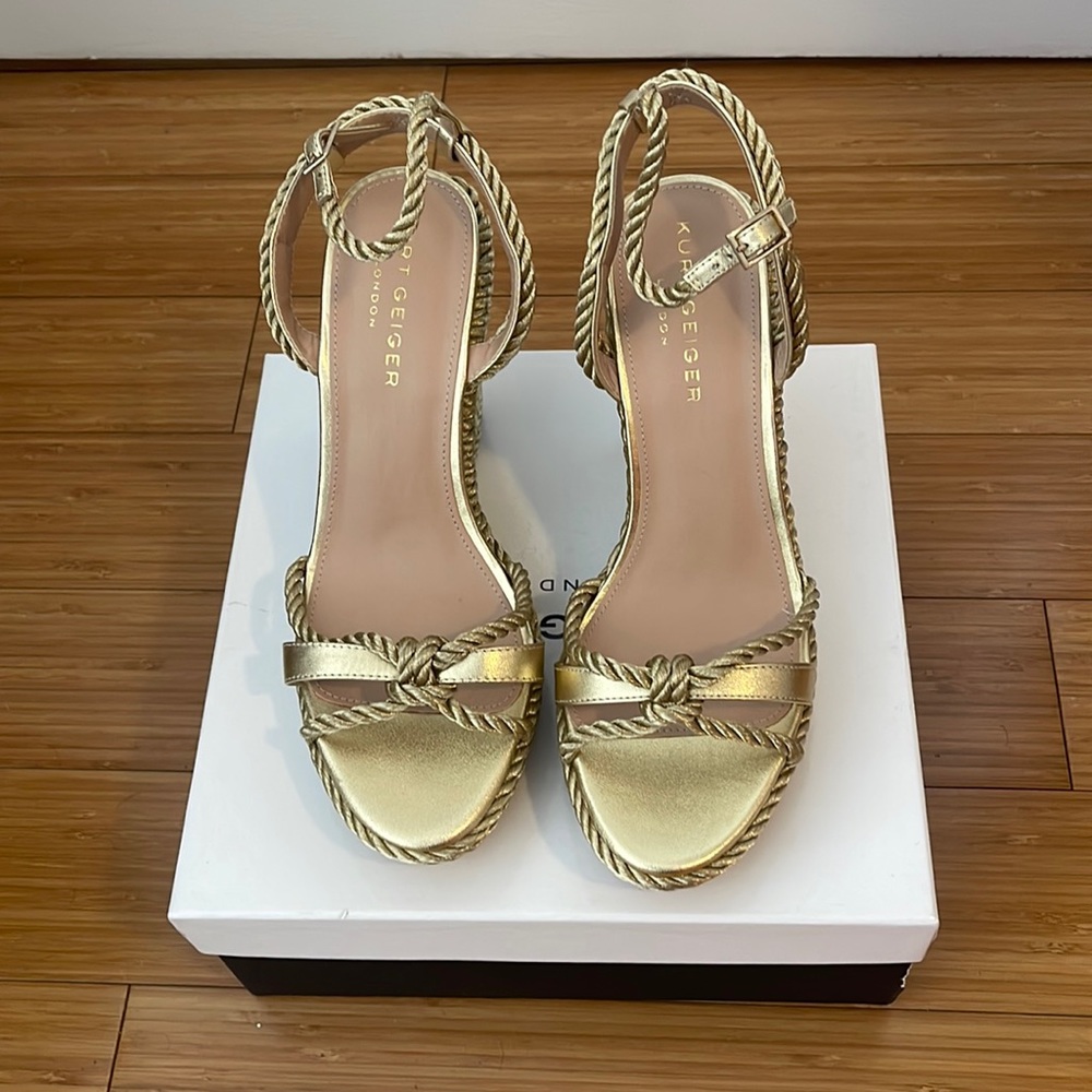 Gold Kurt Geiger Neil Wedge Sandle  / Espadrilles